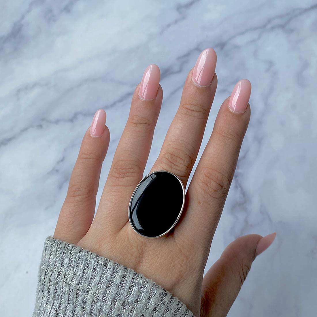 Black Onyx Adjustable Ring-(BOX-R-7)