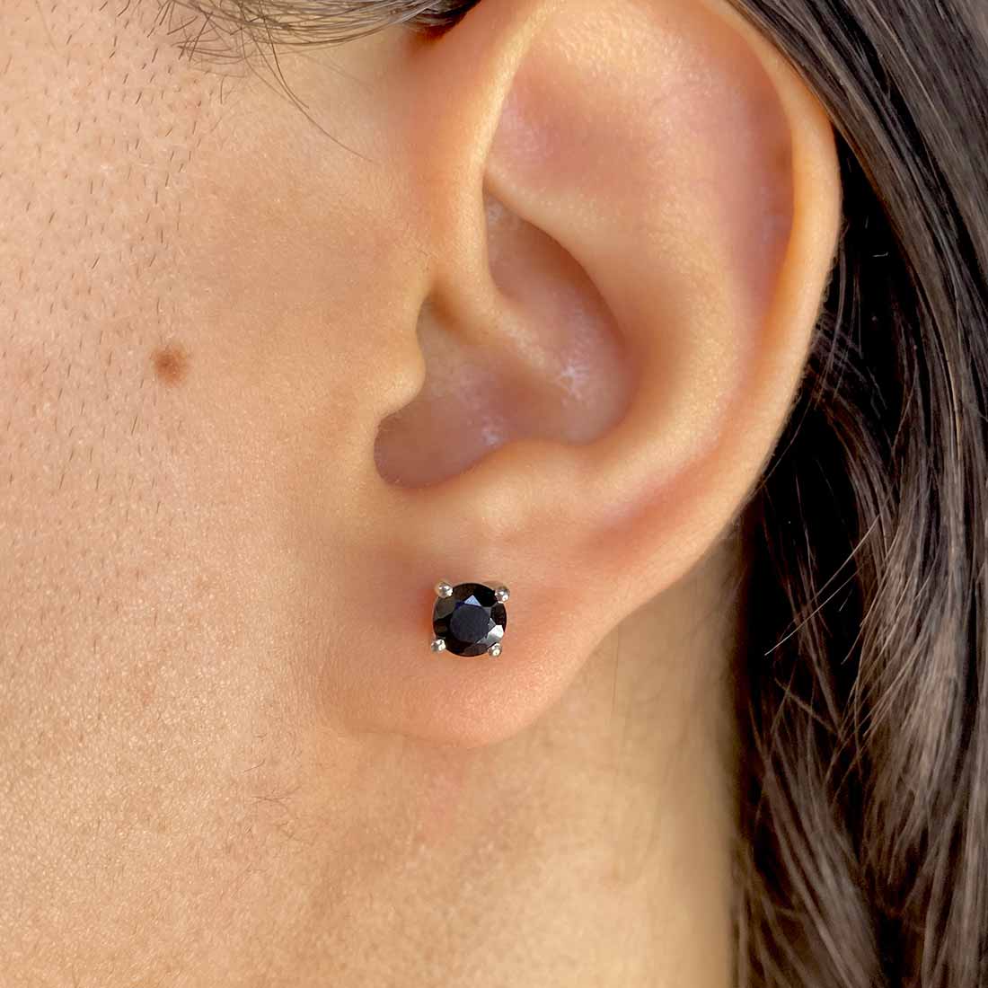 Black Tourmaline Stud Earring-(BLS-SE-1321.)