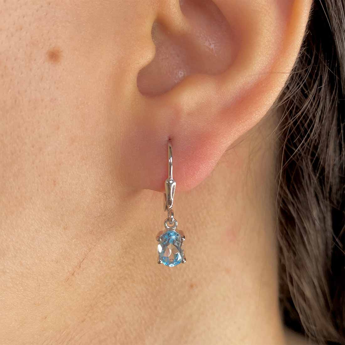 Blue Topaz Leverback Earring-(BTZ-SE-673.)