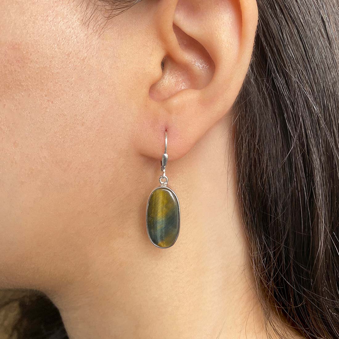 Blue Tiger Eye Earring-(BTE-E-1.)