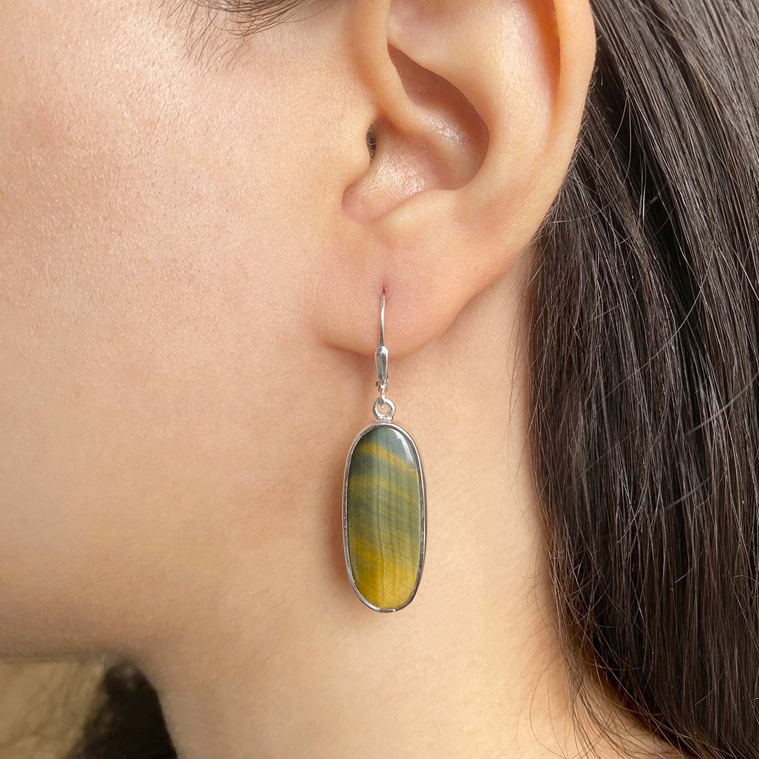 Blue Tiger Eye Earring-(BTE-E-10.)