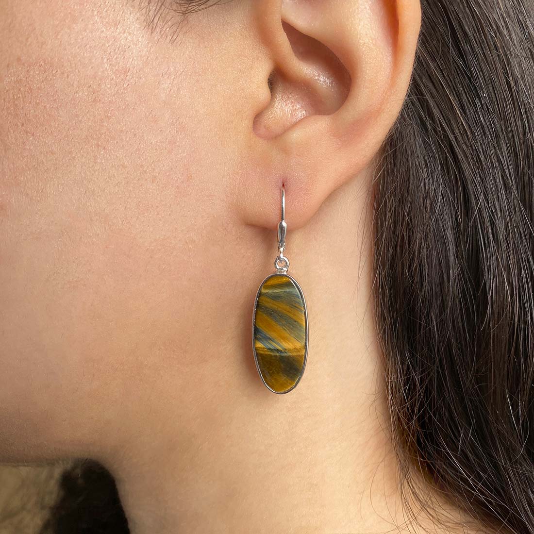 Blue Tiger Eye Earring-(BTE-E-11.)