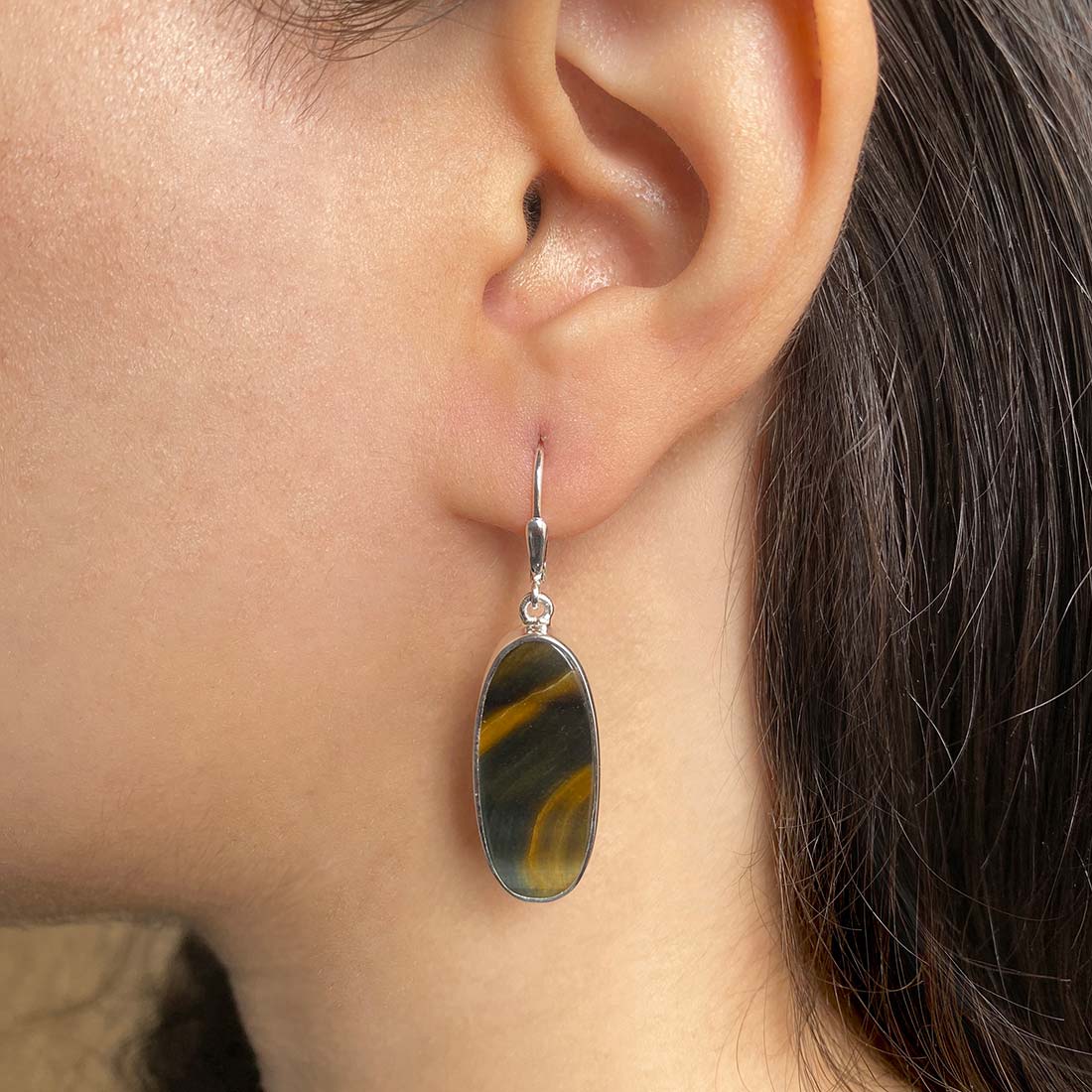 Blue Tiger Eye Earring-(BTE-E-16.)