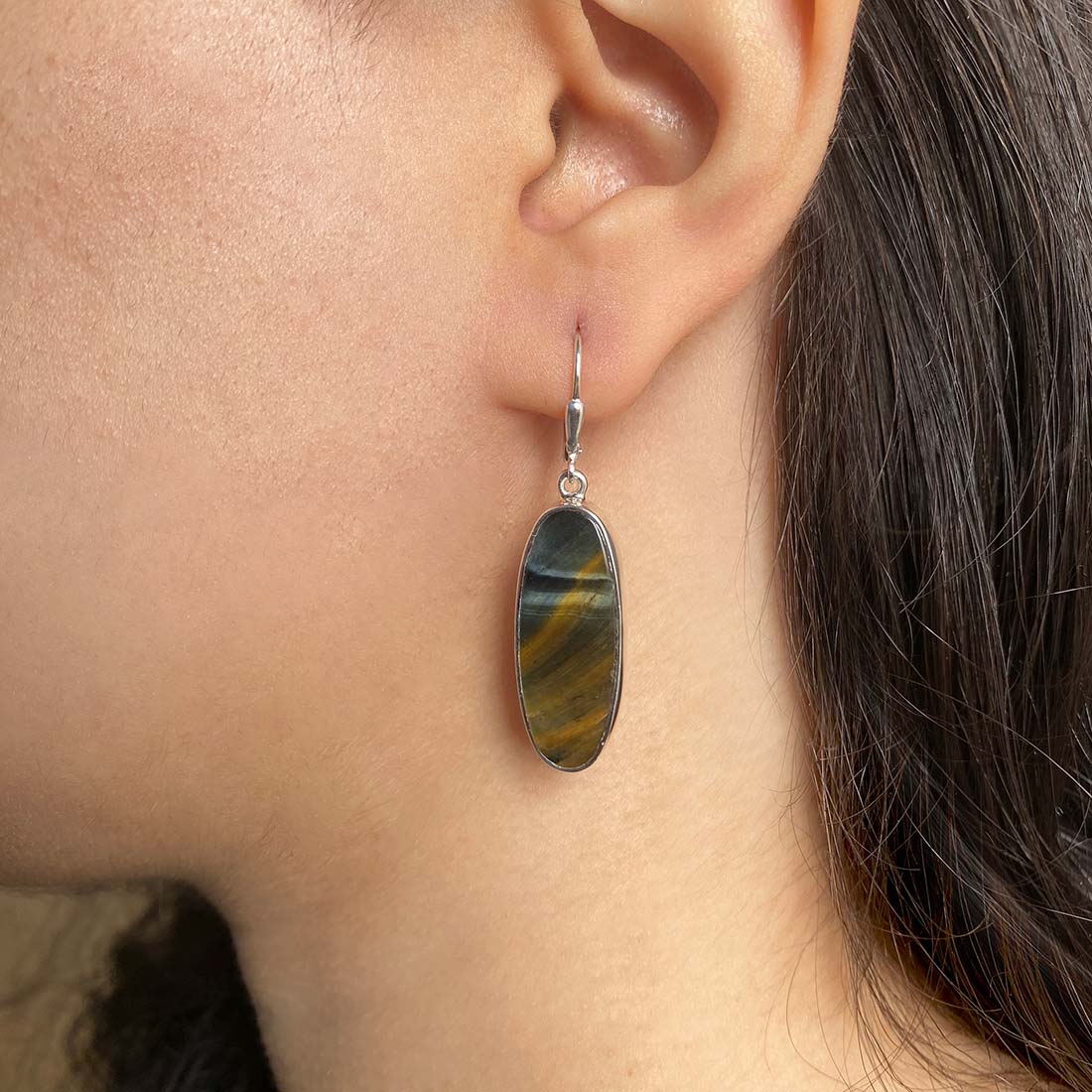 Blue Tiger Eye Earring-(BTE-E-17.)