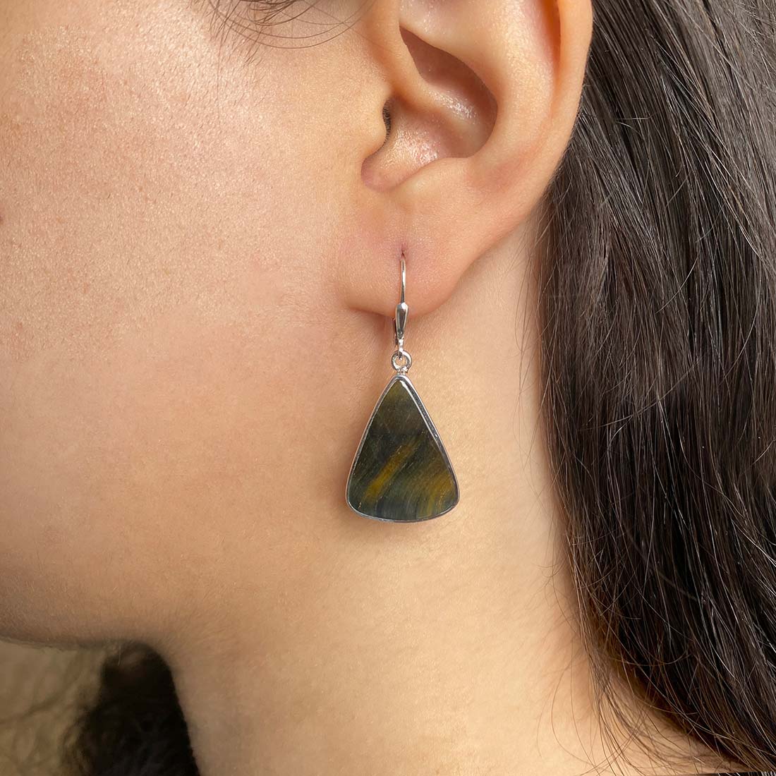 Blue Tiger Eye Earring-(BTE-E-18.)