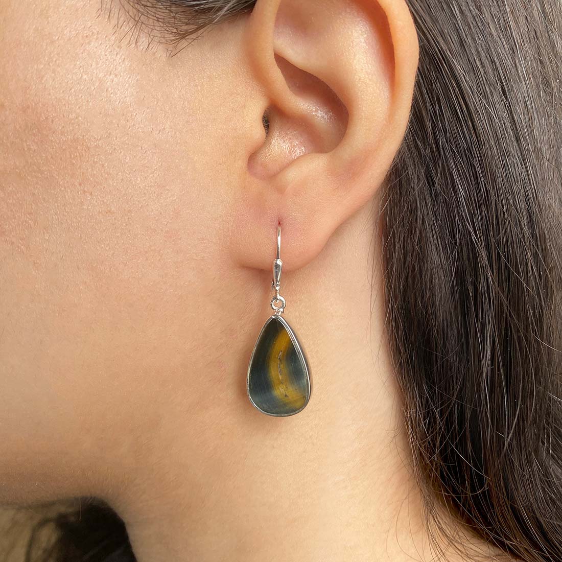 Blue Tiger Eye Earring-(BTE-E-2.)