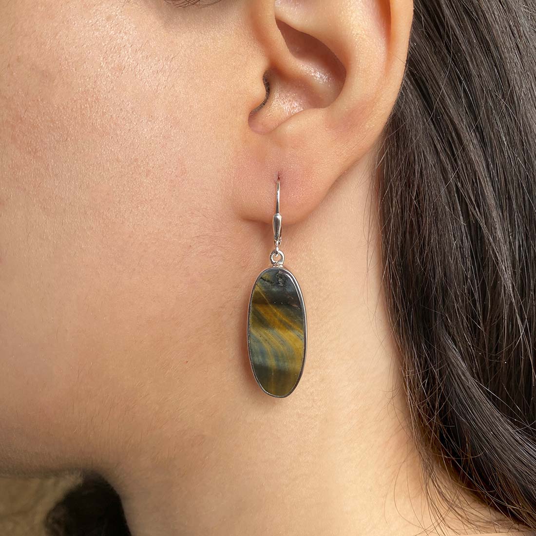 Blue Tiger Eye Earring-(BTE-E-20.)