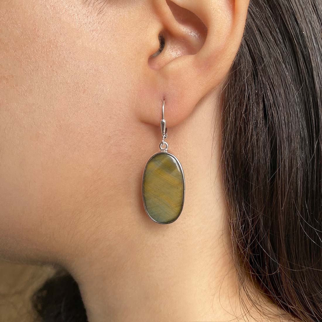 Blue Tiger Eye Earring-(BTE-E-21.)