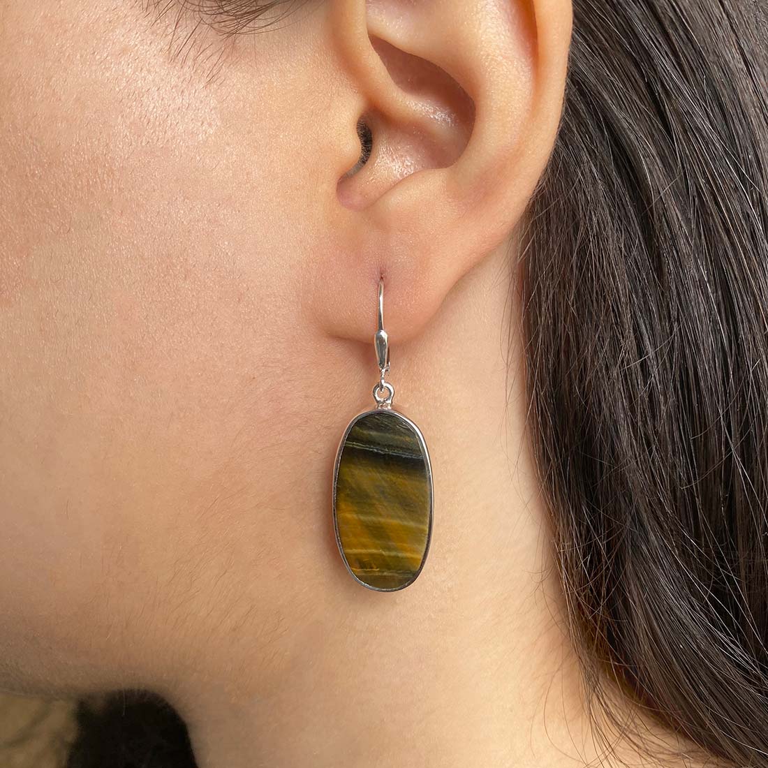 Blue Tiger Eye Earring-(BTE-E-22.)