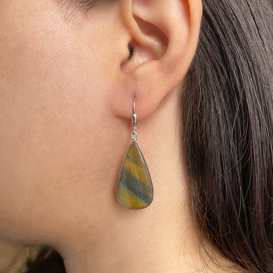 Blue Tiger Eye Earring-(BTE-E-23.)