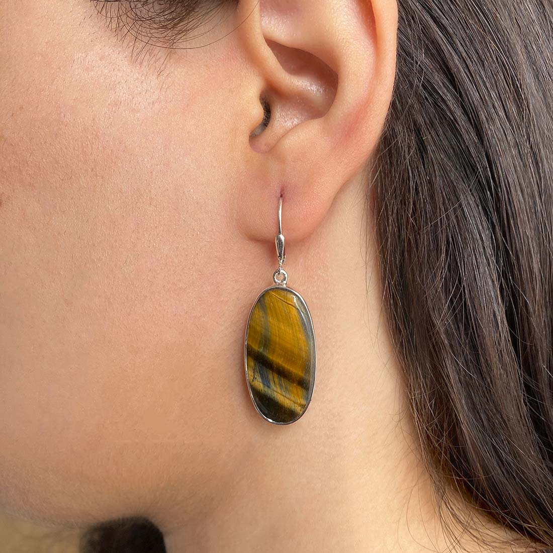 Blue Tiger Eye Earring-(BTE-E-24.)