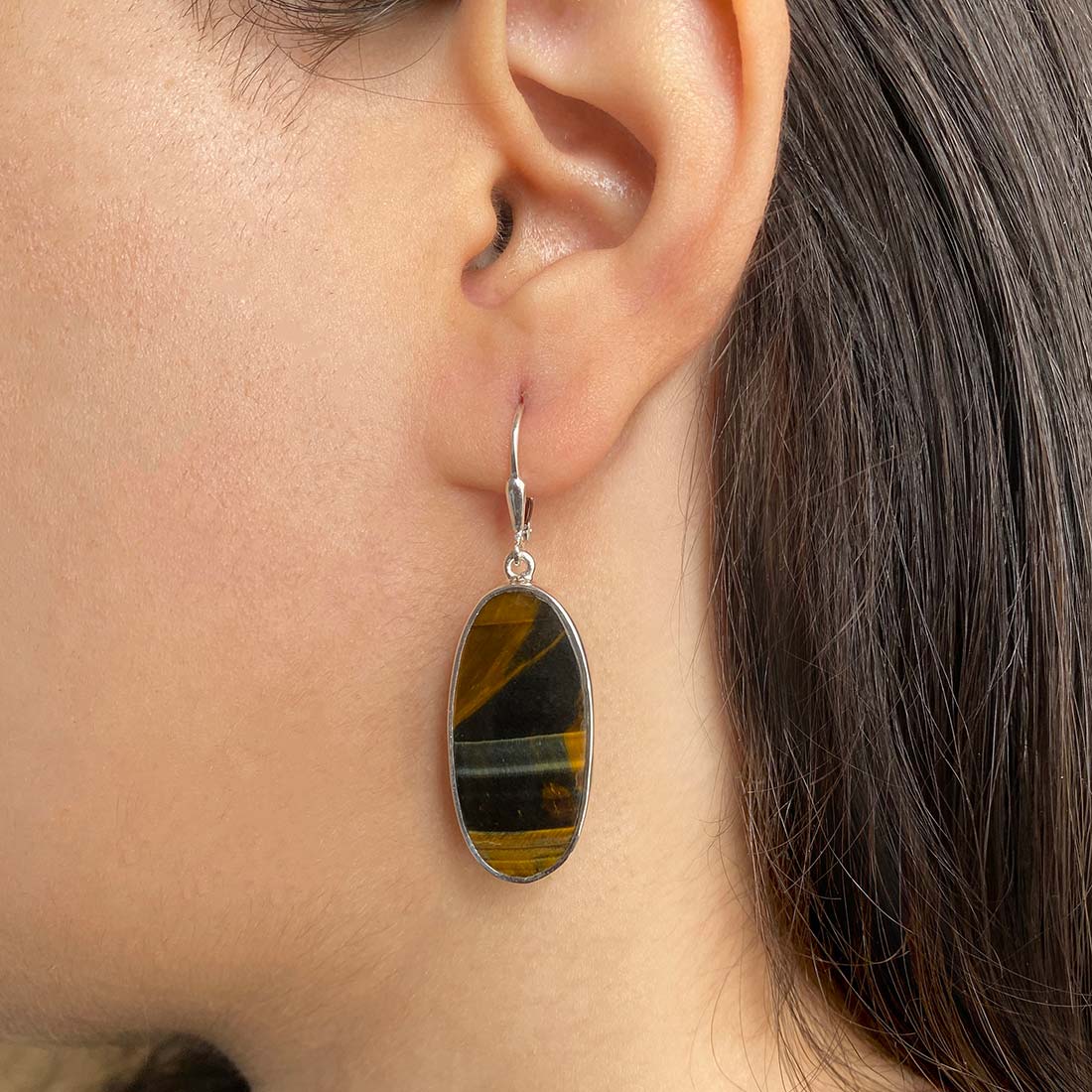 Blue Tiger Eye Earring-(BTE-E-25.)