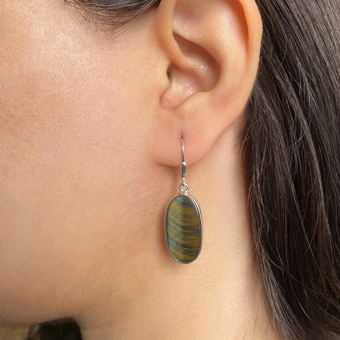 Blue Tiger Eye Earring-(BTE-E-3.)