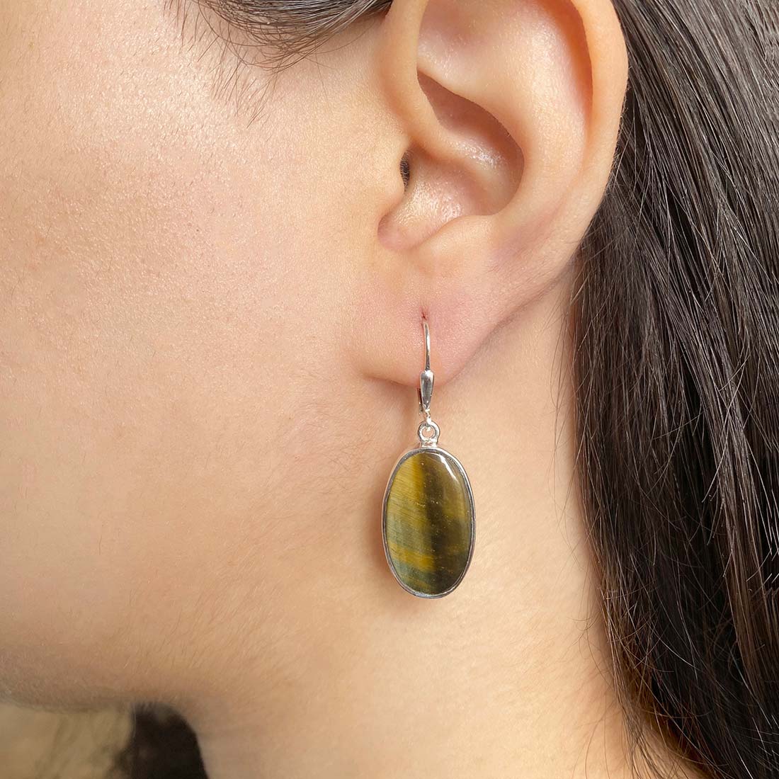 Blue Tiger Eye Earring-(BTE-E-4.)