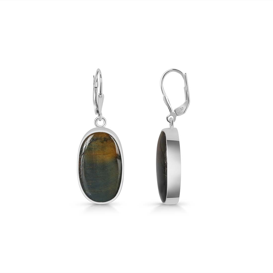 Blue Tiger Eye Earring-(BTE-E-5.)