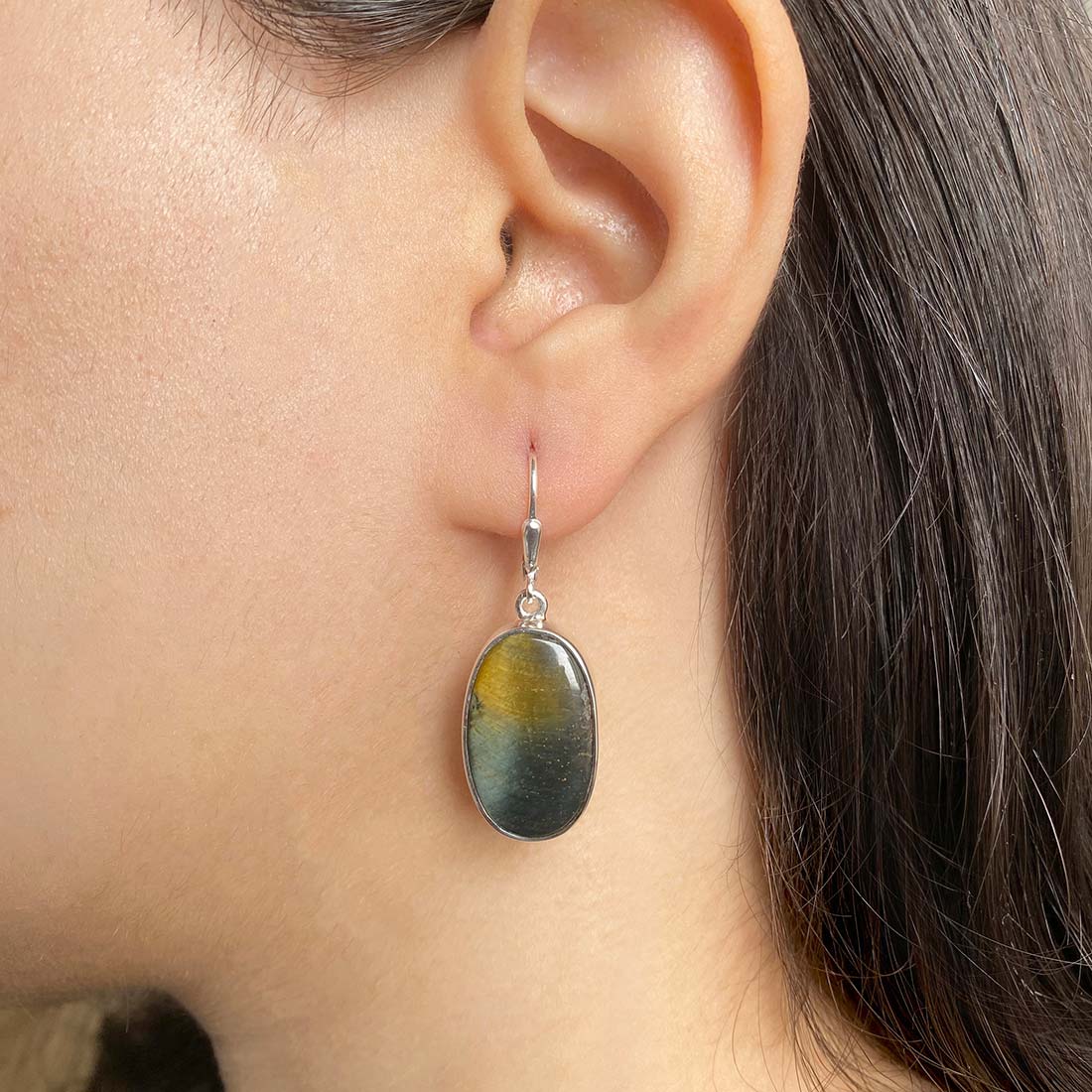 Blue Tiger Eye Earring-(BTE-E-5.)