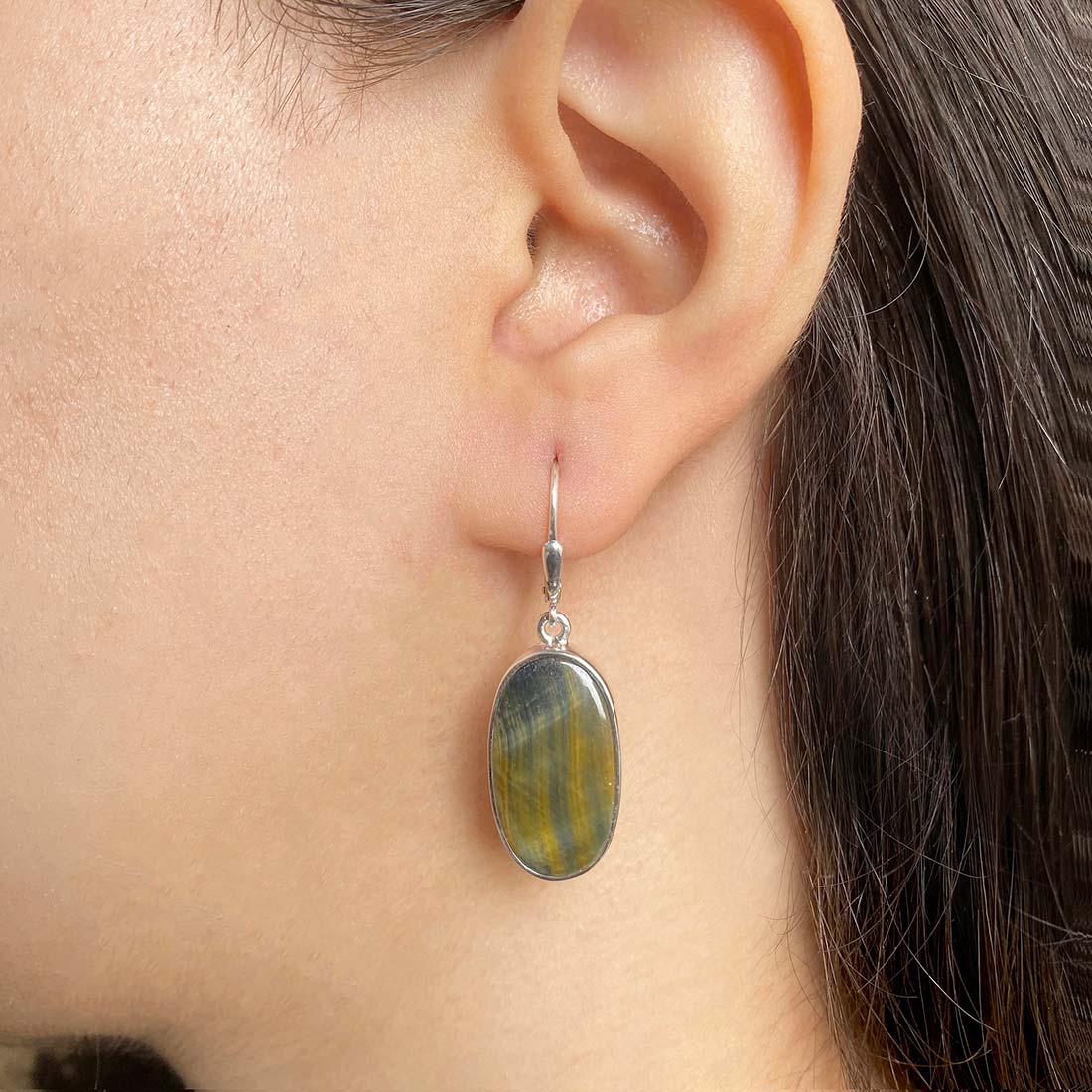 Blue Tiger Eye Earring-(BTE-E-6.)