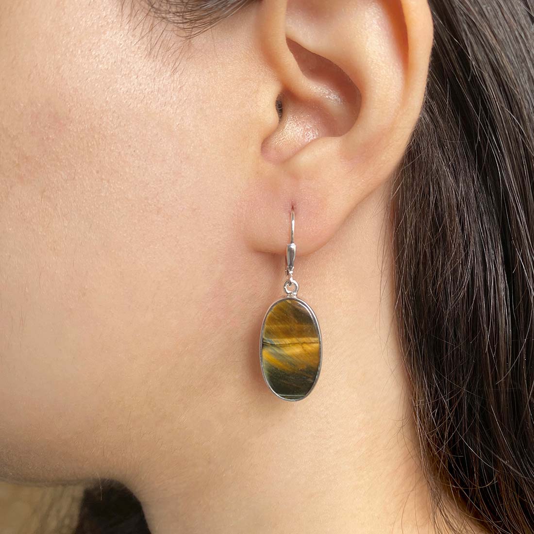 Blue Tiger Eye Earring-(BTE-E-8.)