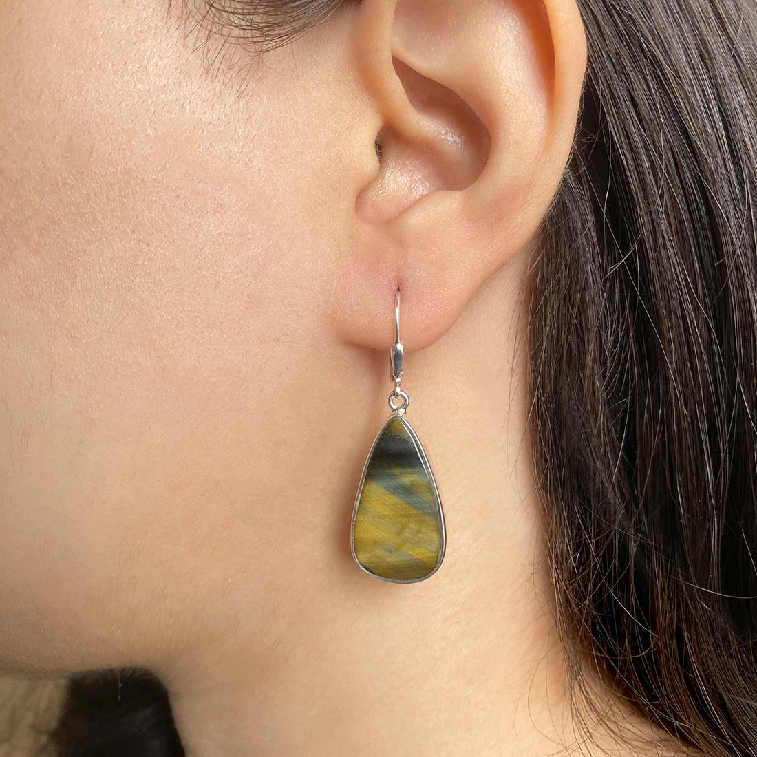 Blue Tiger Eye Earring-(BTE-E-9.)