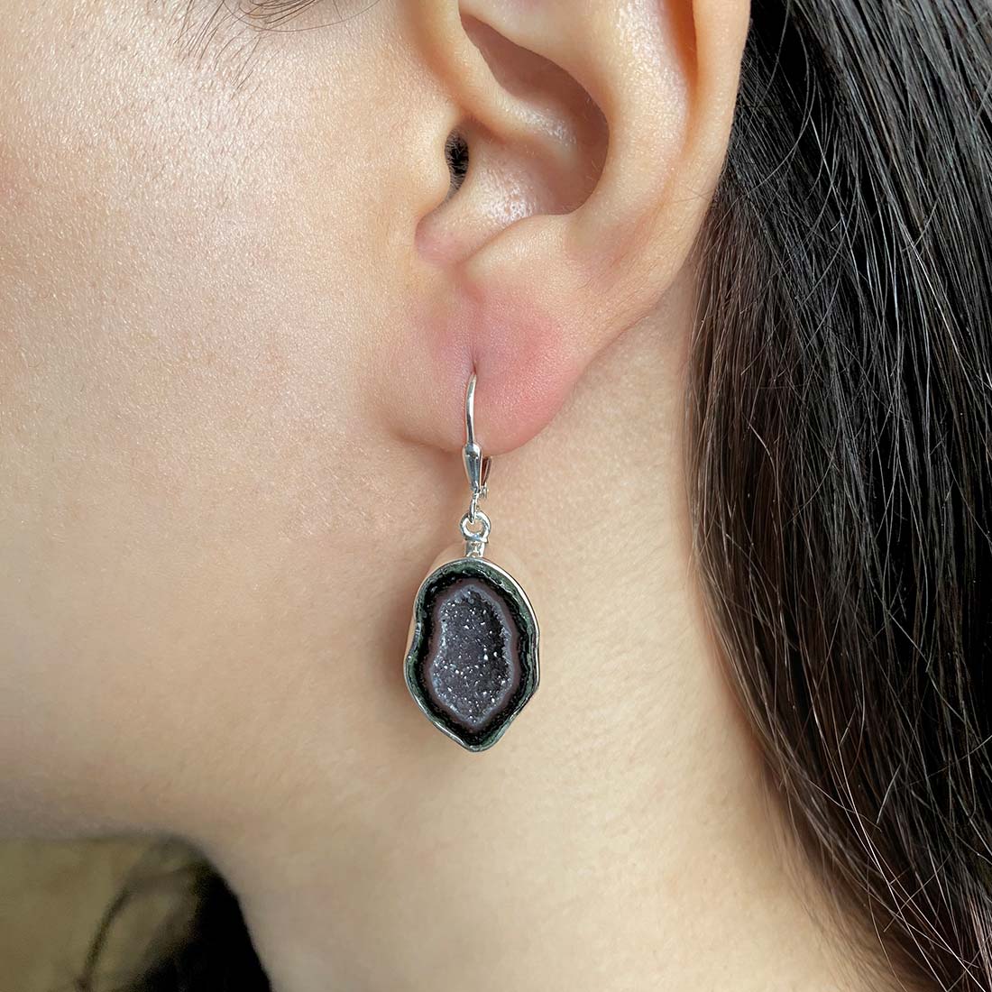 Coconut Geode Earring-(CCG-E-13.)