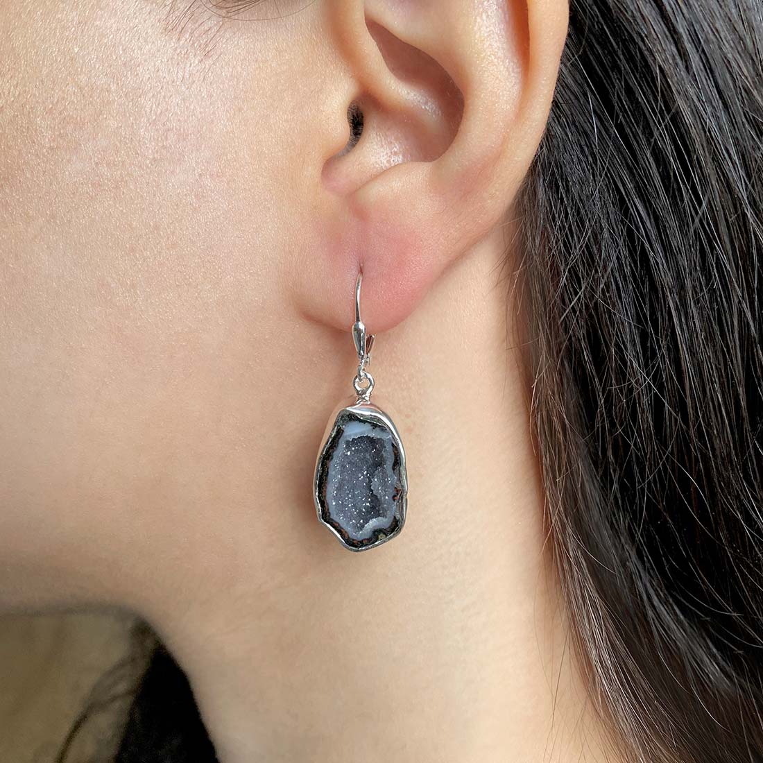 Coconut Geode Earring-(CCG-E-19.)