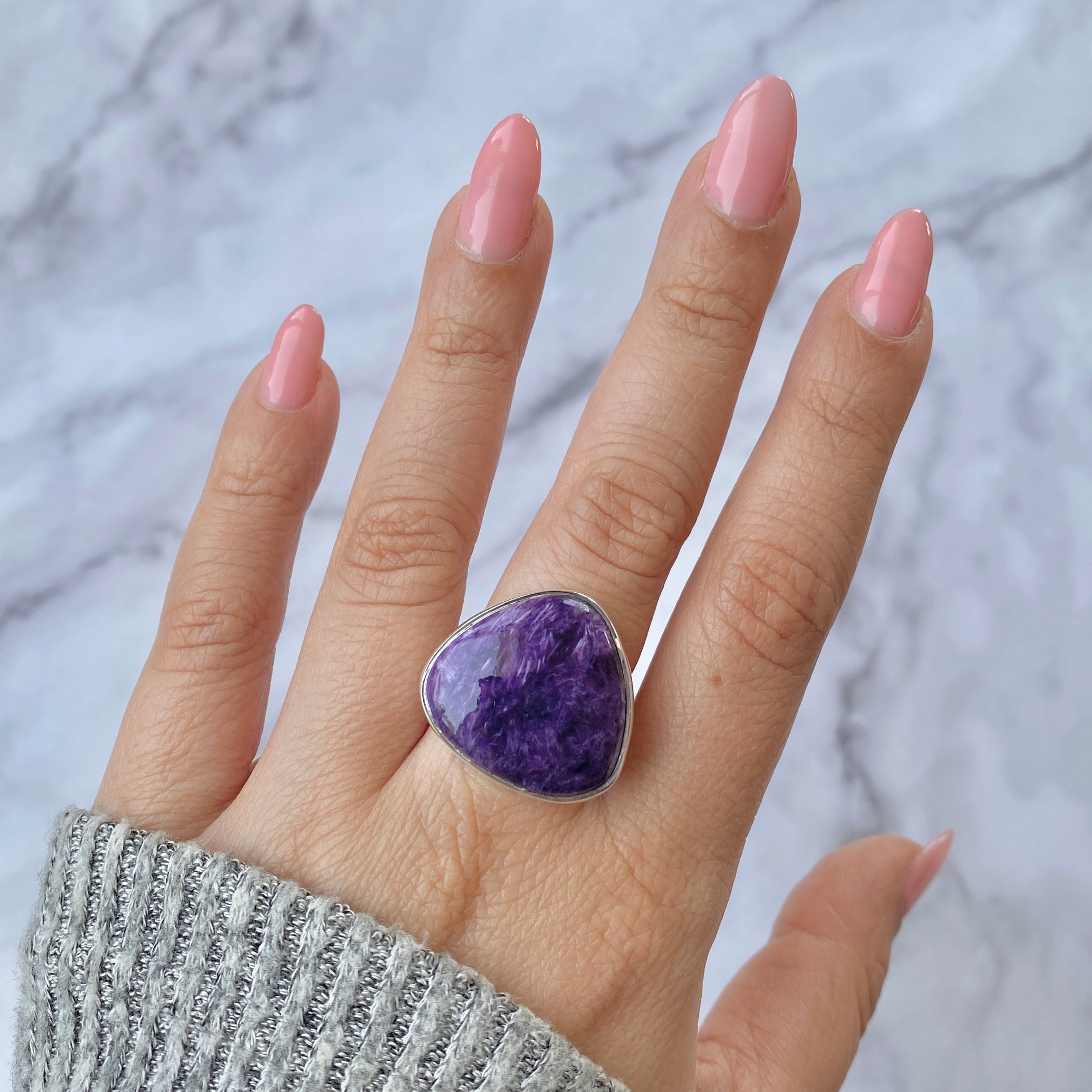 Charoite Adjustable Ring-(CHR-R-14)