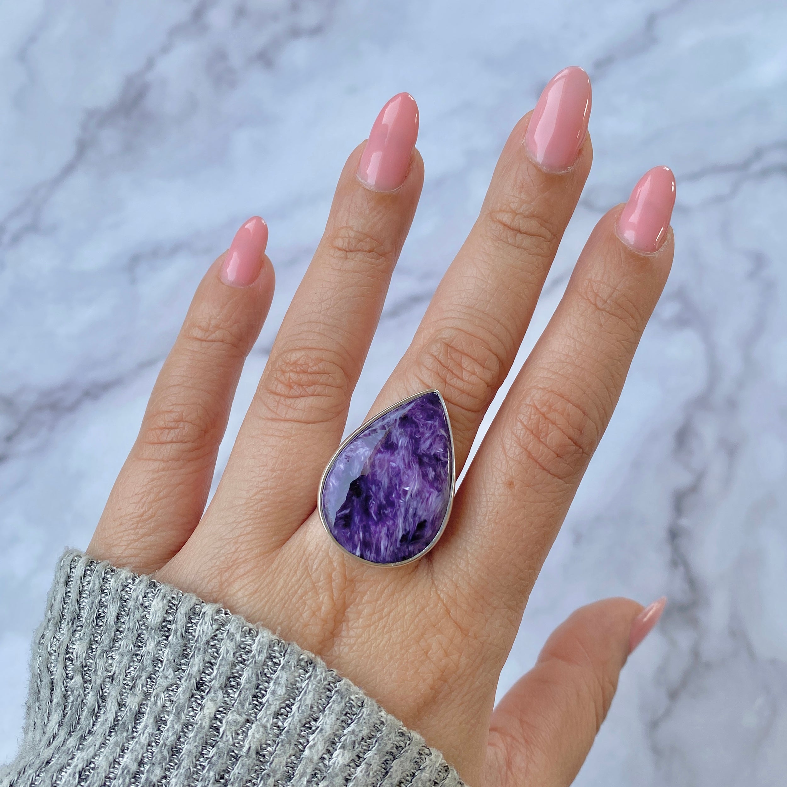 Charoite Adjustable Ring-(CHR-R-38)