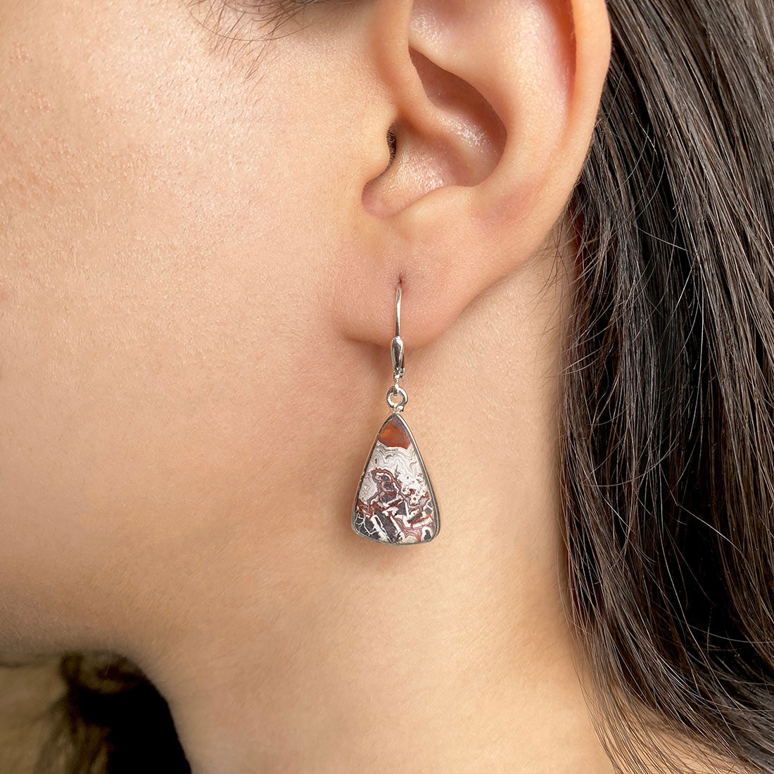 Crazy Lace Agate Earring-(CLA-E-1.)