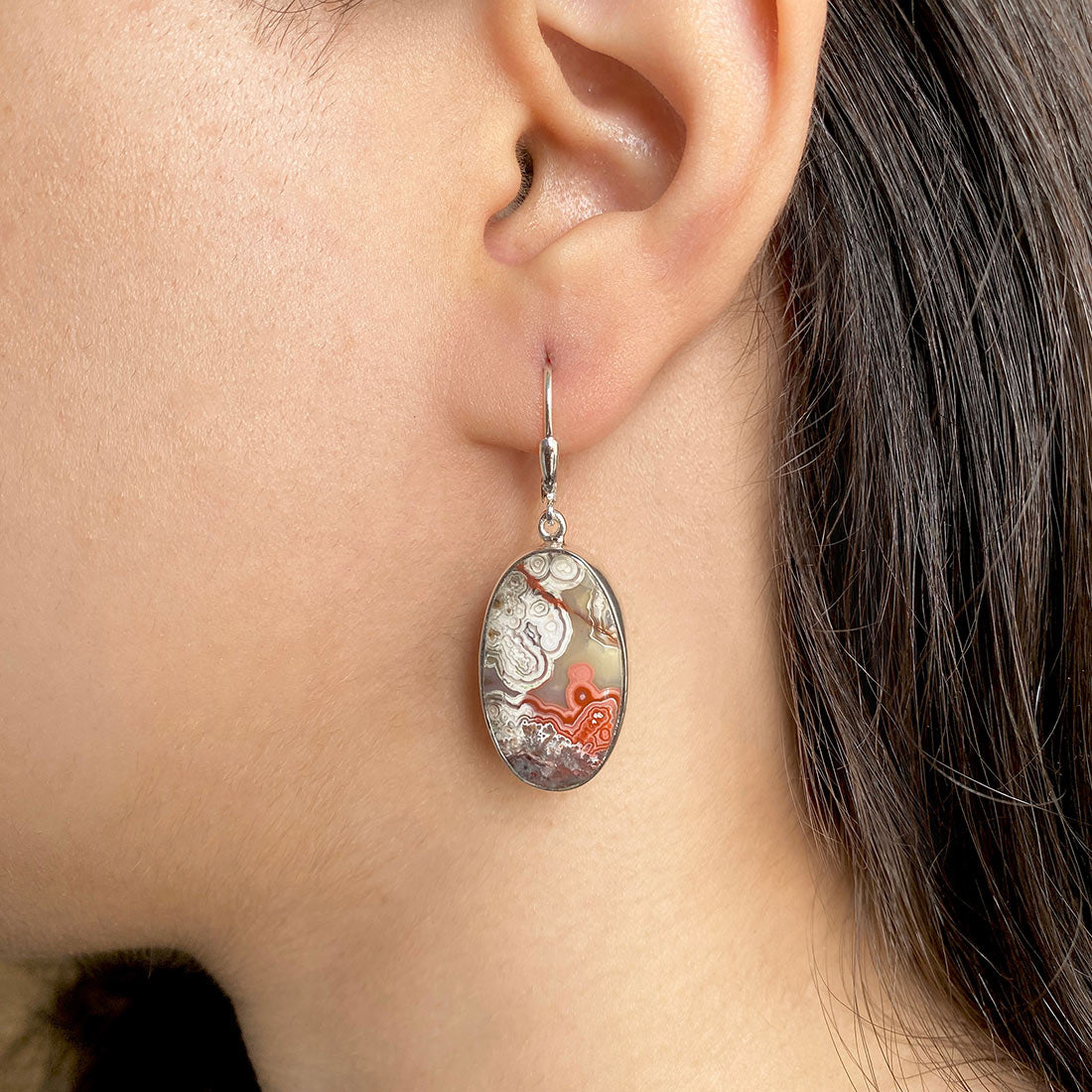 Crazy Lace Agate Earring-(CLA-E-10.)