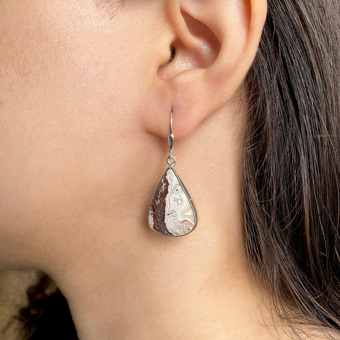 Crazy Lace Agate Earring-(CLA-E-12.)