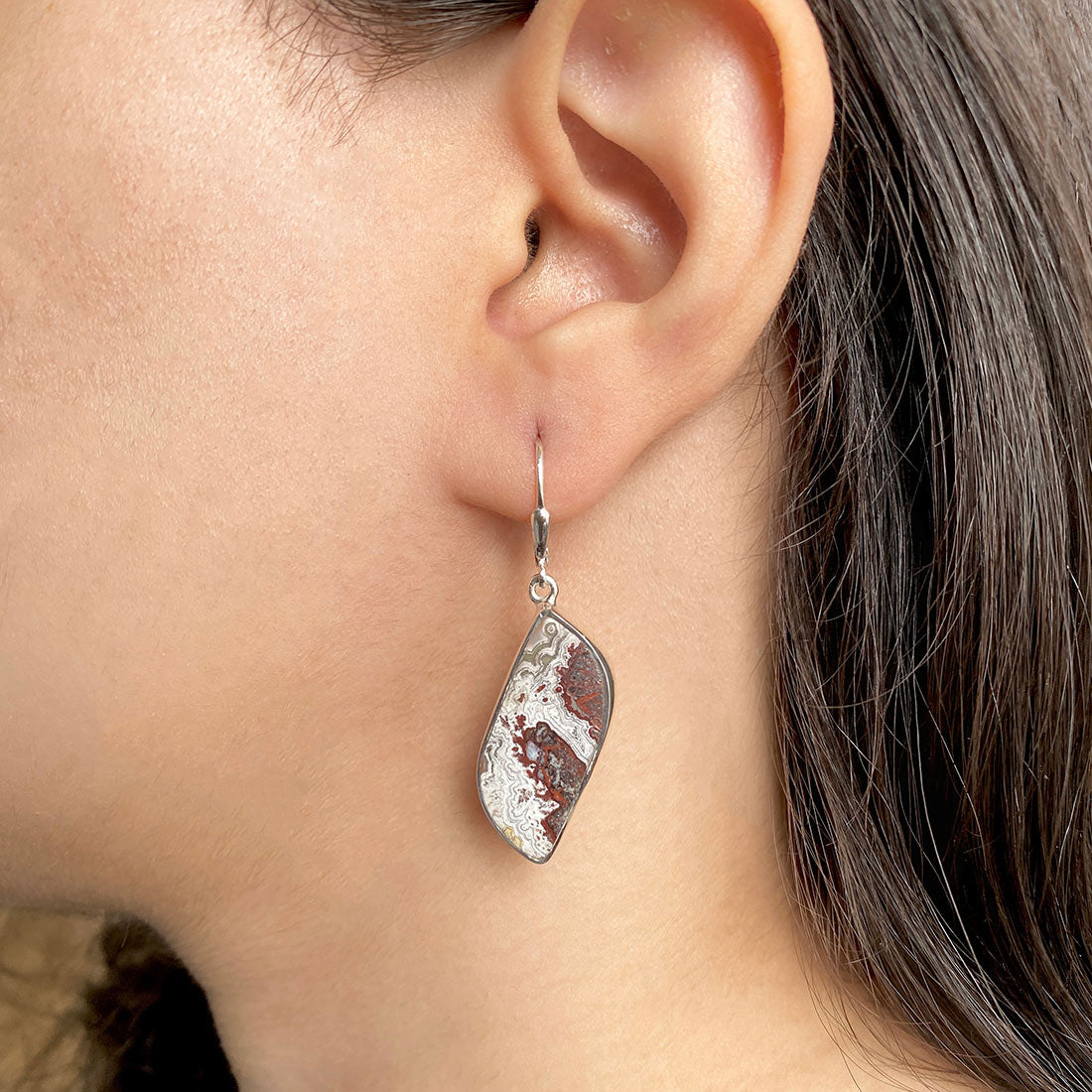 Crazy Lace Agate Earring-(CLA-E-13.)