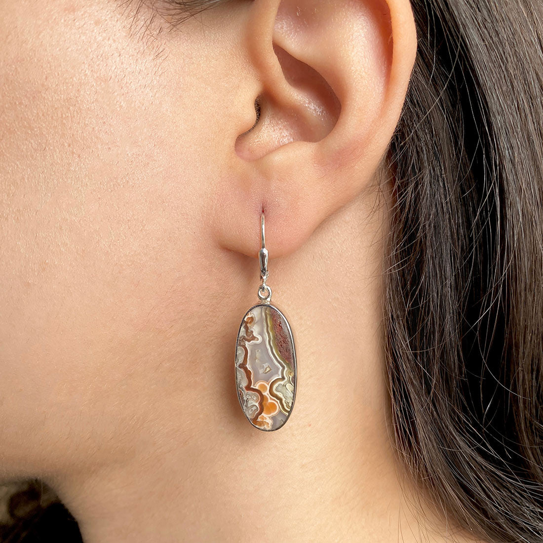 Crazy Lace Agate Earring-(CLA-E-14.)