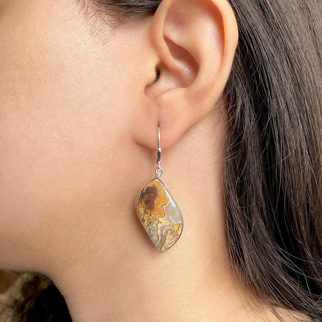 Crazy Lace Agate Earring-(CLA-E-15.)