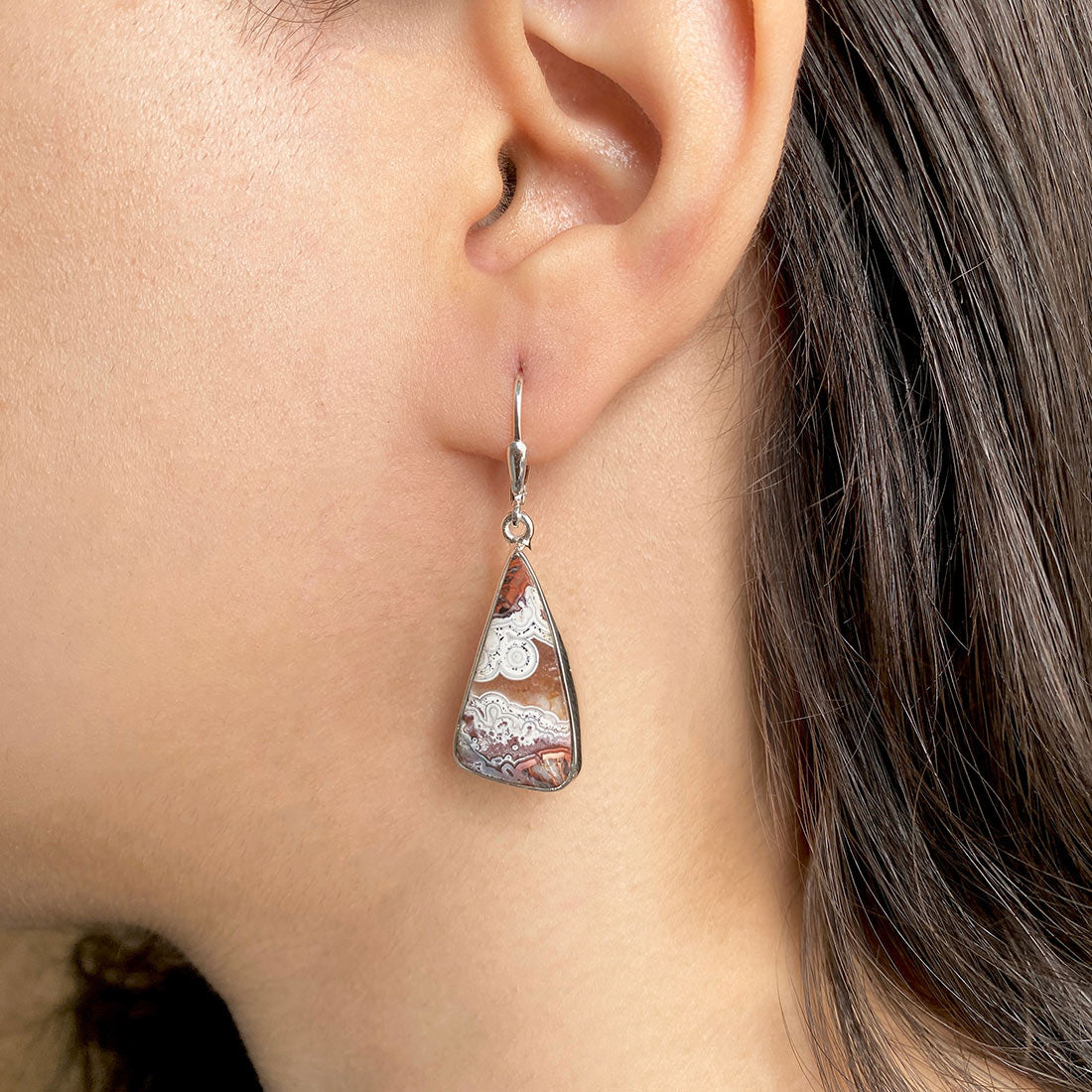 Crazy Lace Agate Earring-(CLA-E-3.)