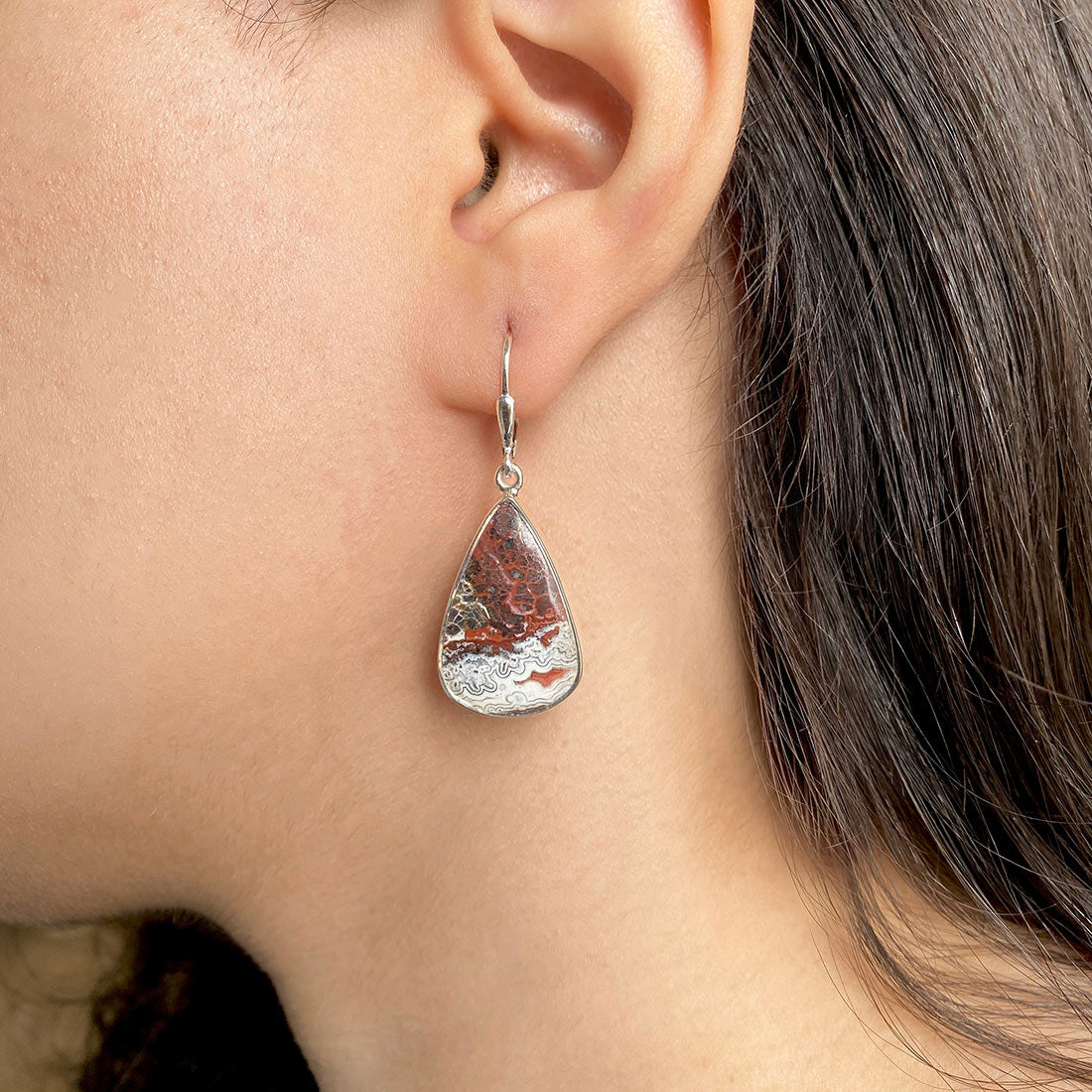 Crazy Lace Agate Earring-(CLA-E-7.)