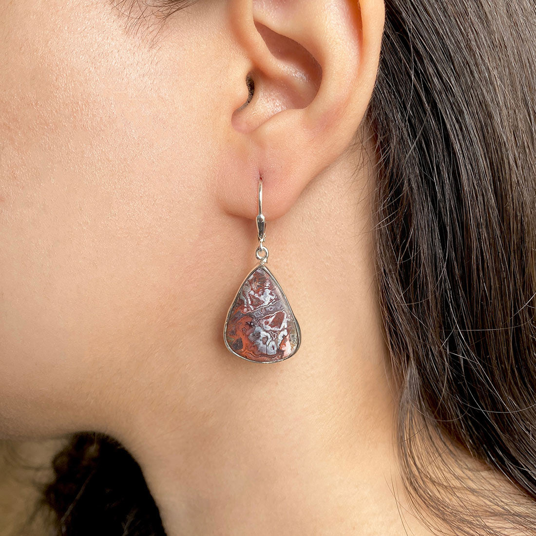 Crazy Lace Agate Earring-(CLA-E-8.)