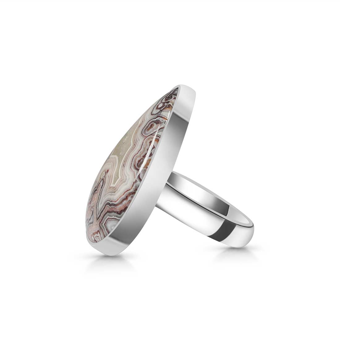 Crazy Lace Agate Adjustable Ring-(CLA-R-18.)