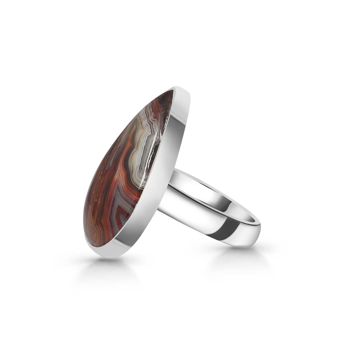 Crazy Lace Agate Adjustable Ring-(CLA-R-21.)