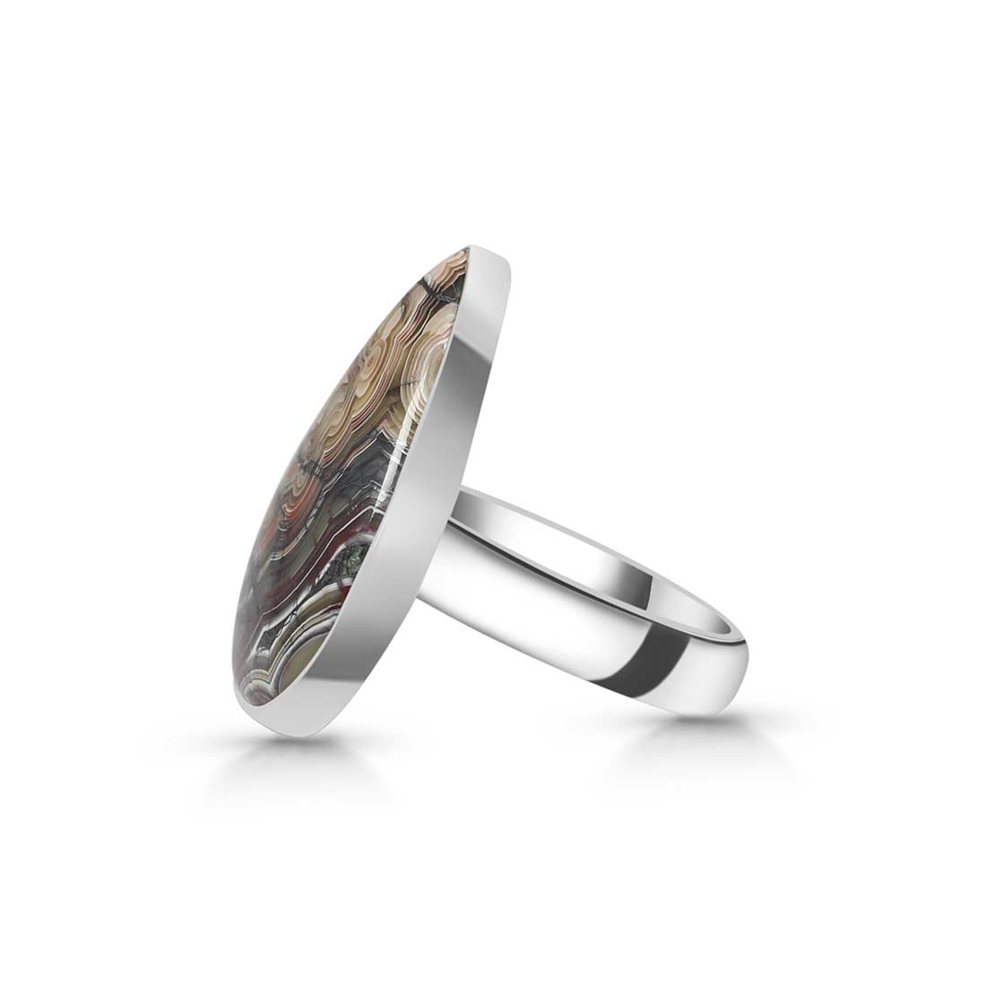 Crazy Lace Agate Adjustable Ring-(CLA-R-26.)