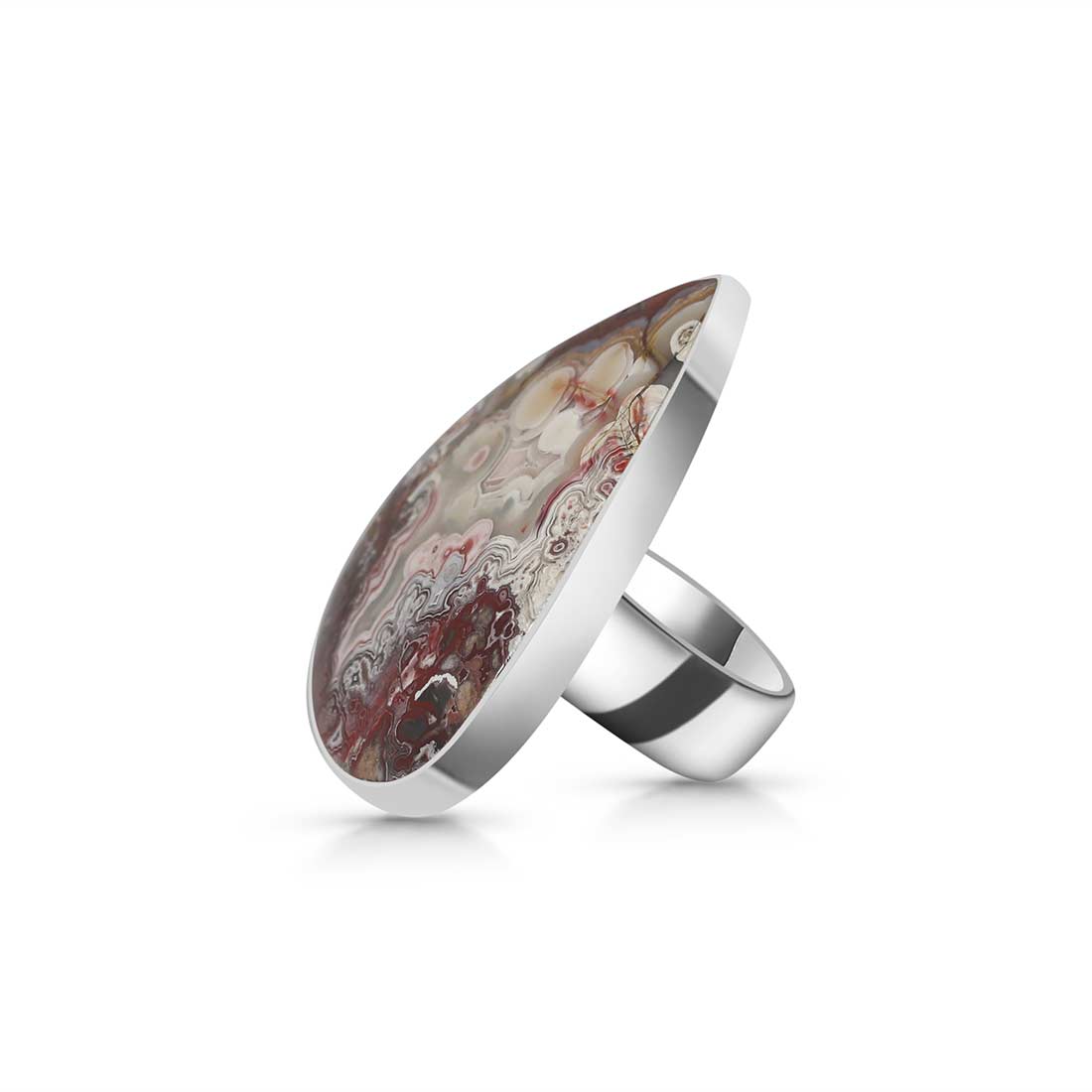 Crazy Lace Agate Adjustable Ring-(CLA-R-41.)