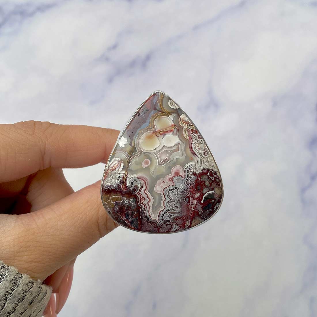 Crazy Lace Agate Adjustable Ring-(CLA-R-41.)