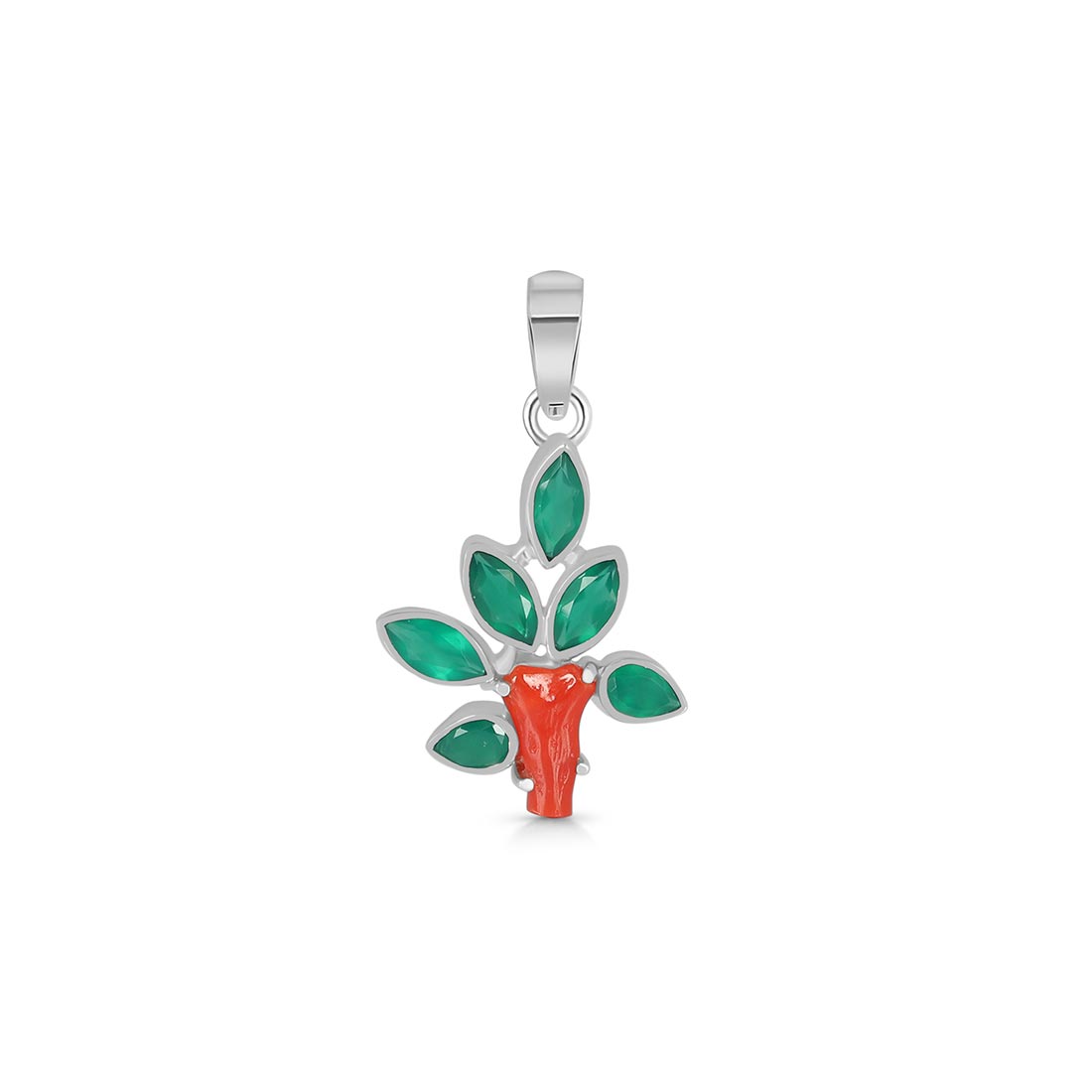 Red Coral / Green Onyx Pendant-(COR-P-104)