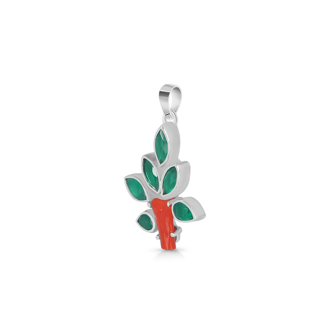 Red Coral / Green Onyx Pendant-(COR-P-104)