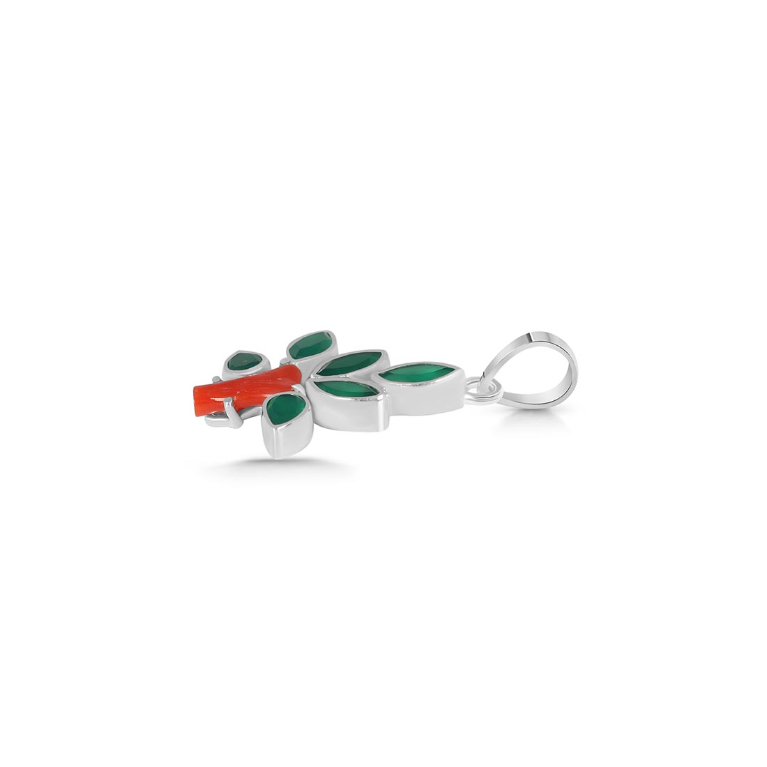 Red Coral / Green Onyx Pendant-(COR-P-104)