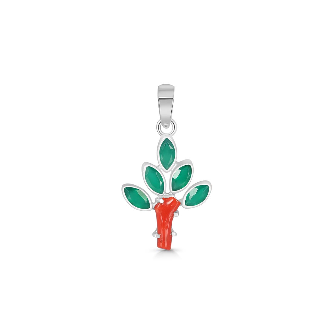 Red Coral / Green Onyx Pendant-(COR-P-106)