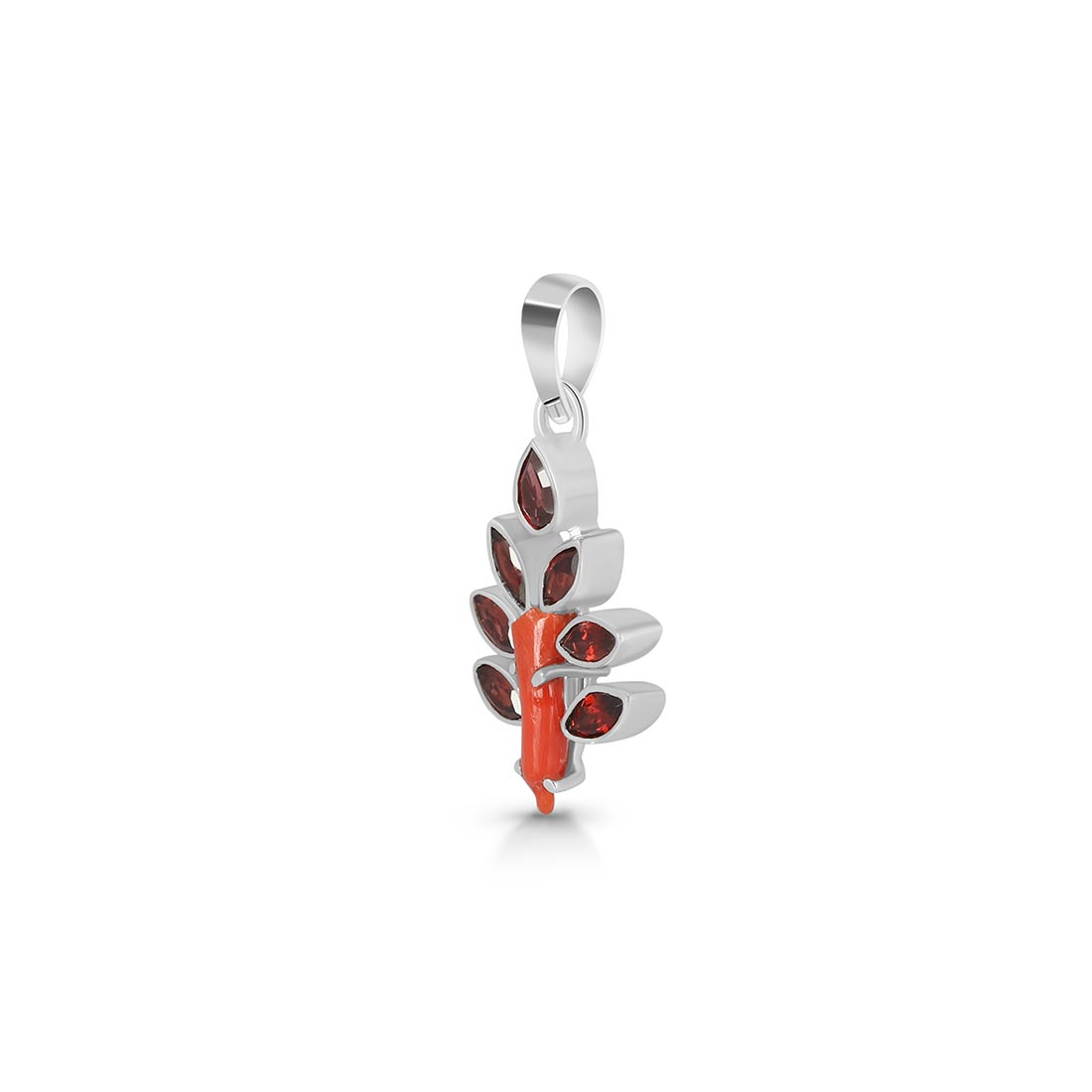 Red Coral & Garnet Pendant-(COR-P-11)