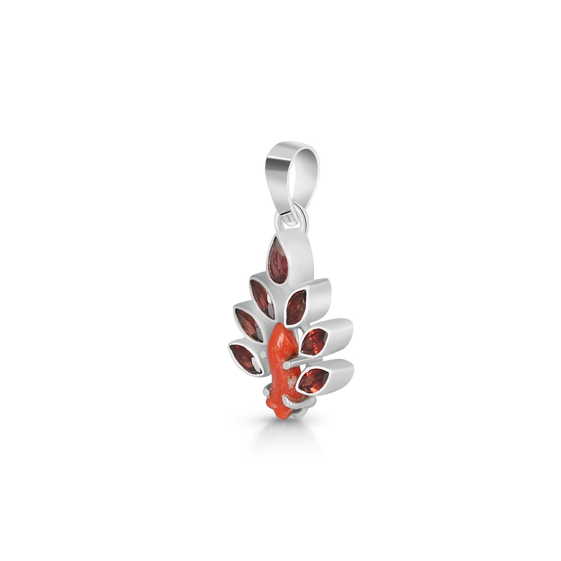 Red Coral & Garnet Pendant-(COR-P-13)