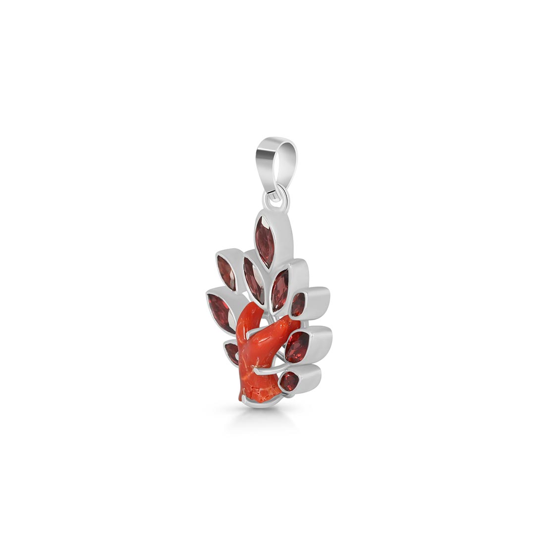 Red Coral & Garnet Pendant-(COR-P-18)