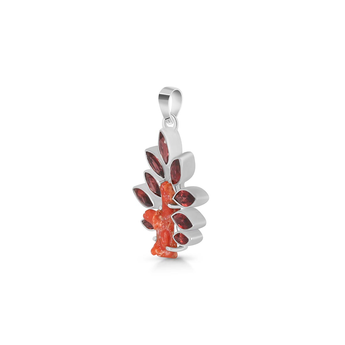 Red Coral & Garnet Pendant-(COR-P-19)