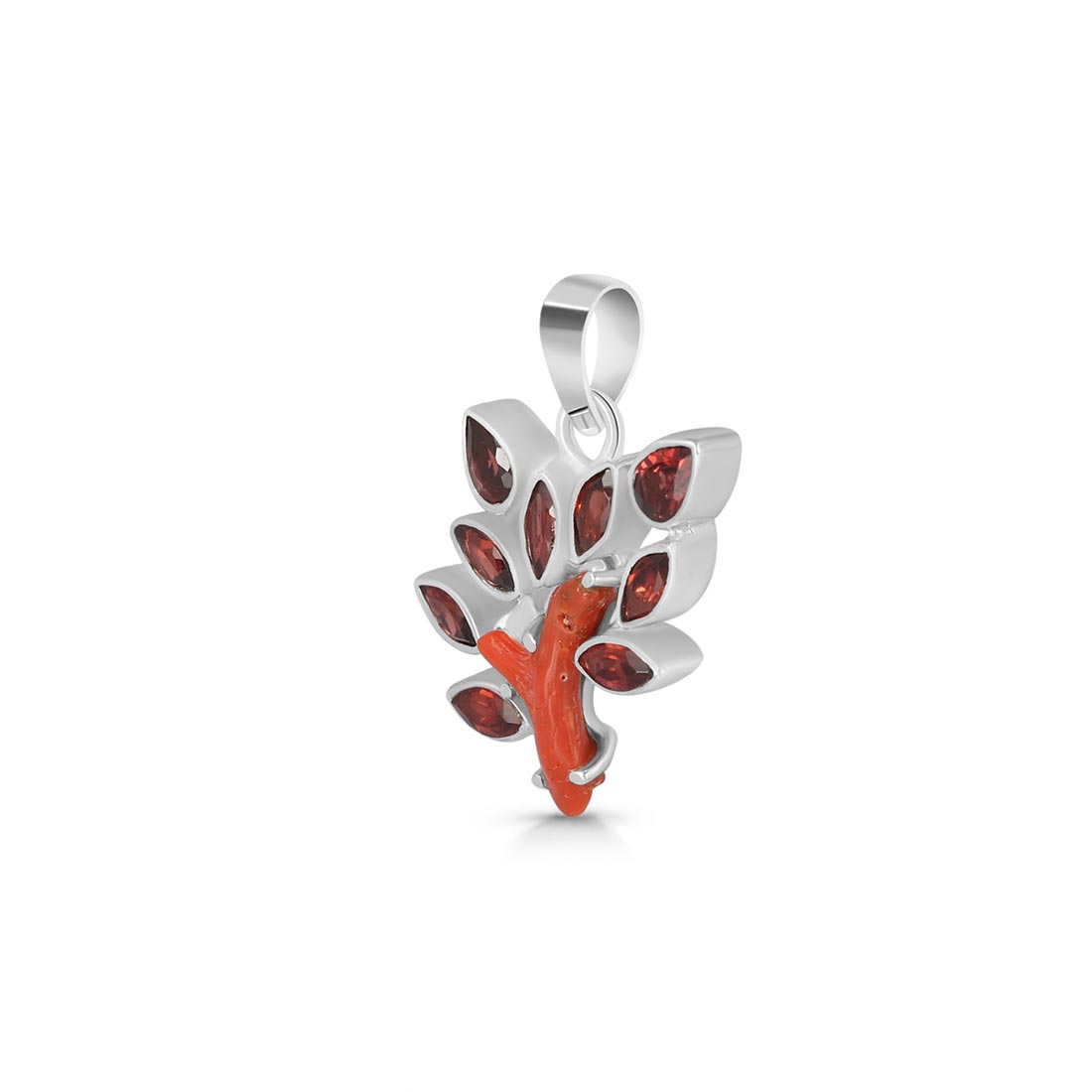 Red Coral & Garnet Pendant-(COR-P-2)